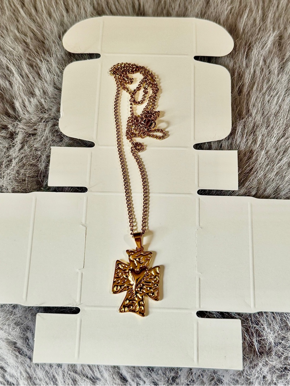 Gold Plated Cross Heart Necklace New